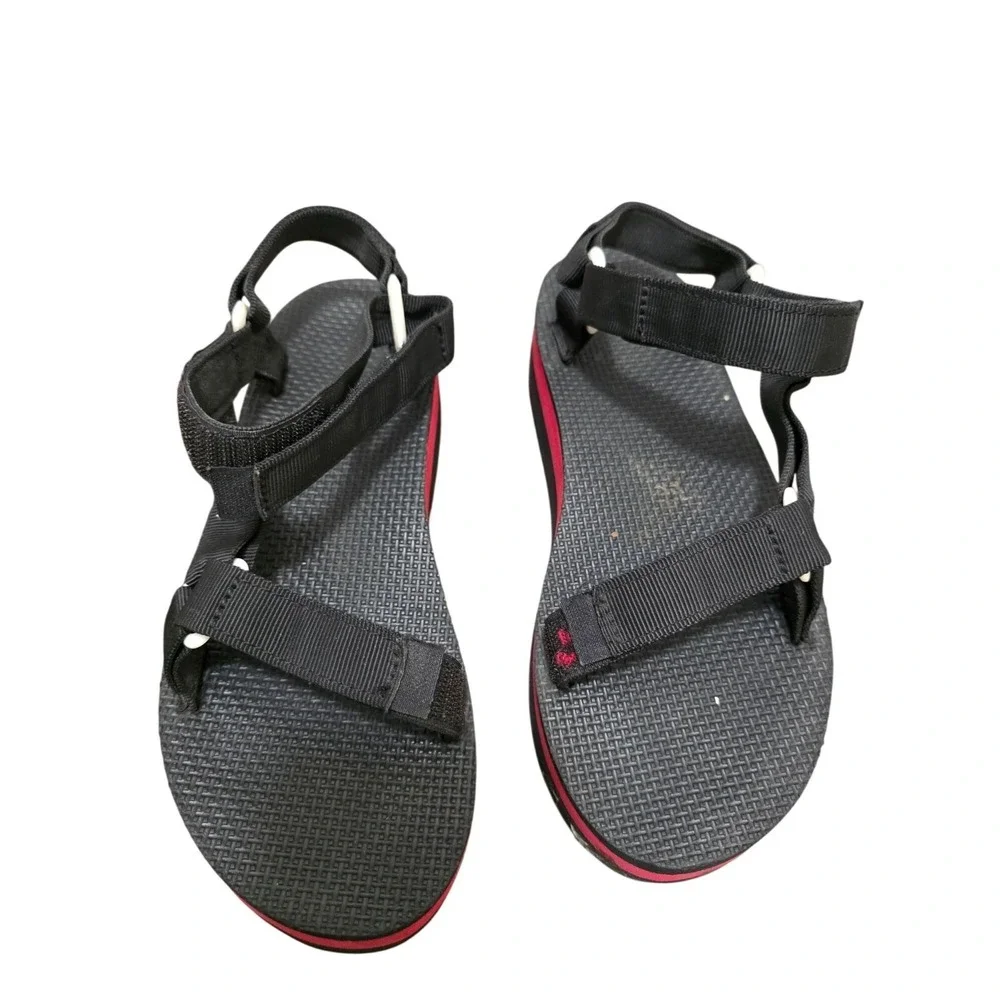 TEVA Platform Universal Black & Red Sport Sandals Adjustable Straps Women's Size